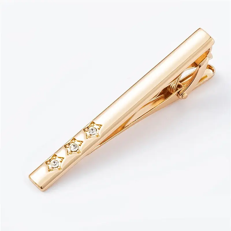 OEM Star Curved Rose Gold Plated Tie bar and Cufflink set with Crystal Men Business Gifts Supplier, Company
