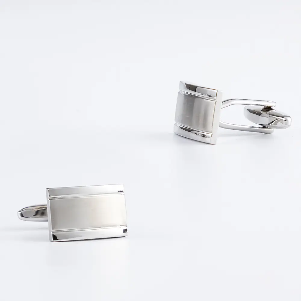 Wholesale Business Classical Simple Silver Two Tone Engravable Cufflinks Factory Wholosale CL0020 Manufacturers, Factory