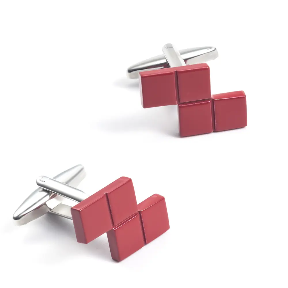 Wholesale Novelty Funny Personalised Design Copper Material Game Square Tetris Cufflink for Men CC0015 Exporter, Companies