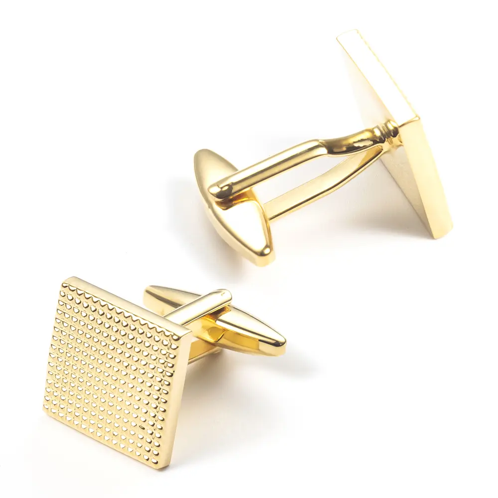 OEM Latest Design Retro Golden Square Dot Brass Material Men Cufflinks For Shirts CL0190-G Manufacturer, Factory