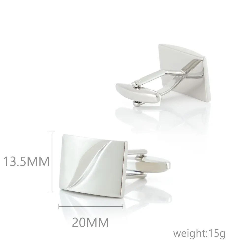 Wholesale Fashion China Custom Engraved Men Silver Color Square Copper Cufflinks CL0085