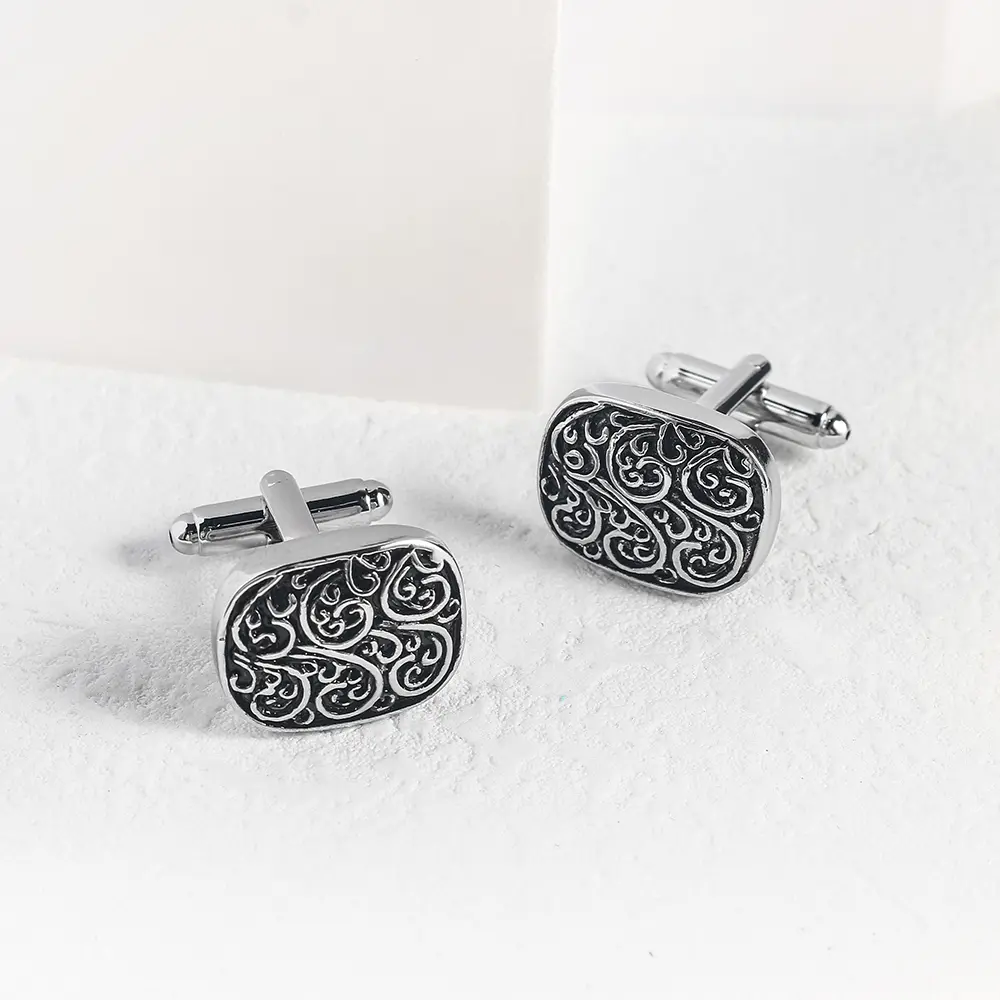 Wholesale Vintage Roman Pattern Cufflinks Silver Plated Men Business Shirt Accessory Gifts CC0332-S Manufacturers, Exporter
