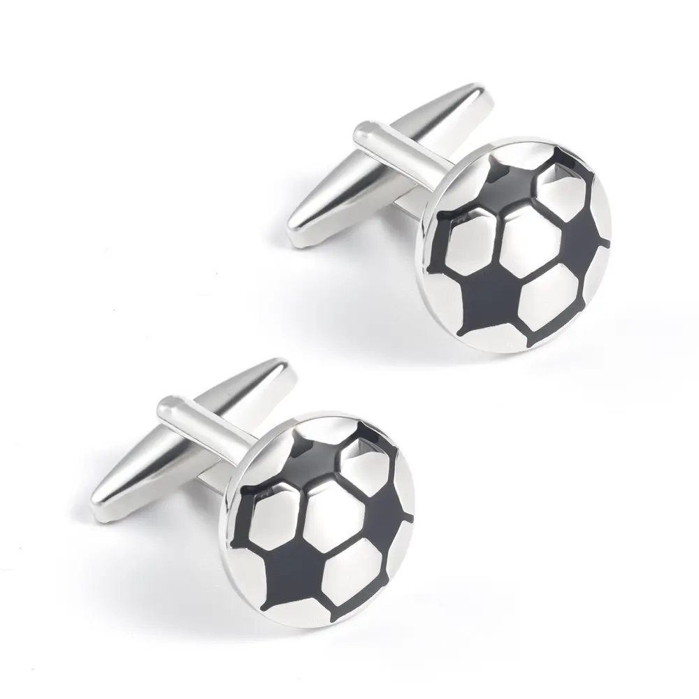 Wholesale Fashion Brass Sliver Black Football Cuff Links Accessories for Men Gifts CC0012