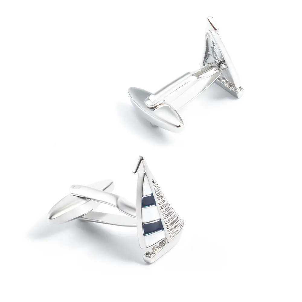 Custom High Quality Brass Material Blue &Slue Enamel Boat Cufflinks For Men Shirt CC0284 Factories, Exporter