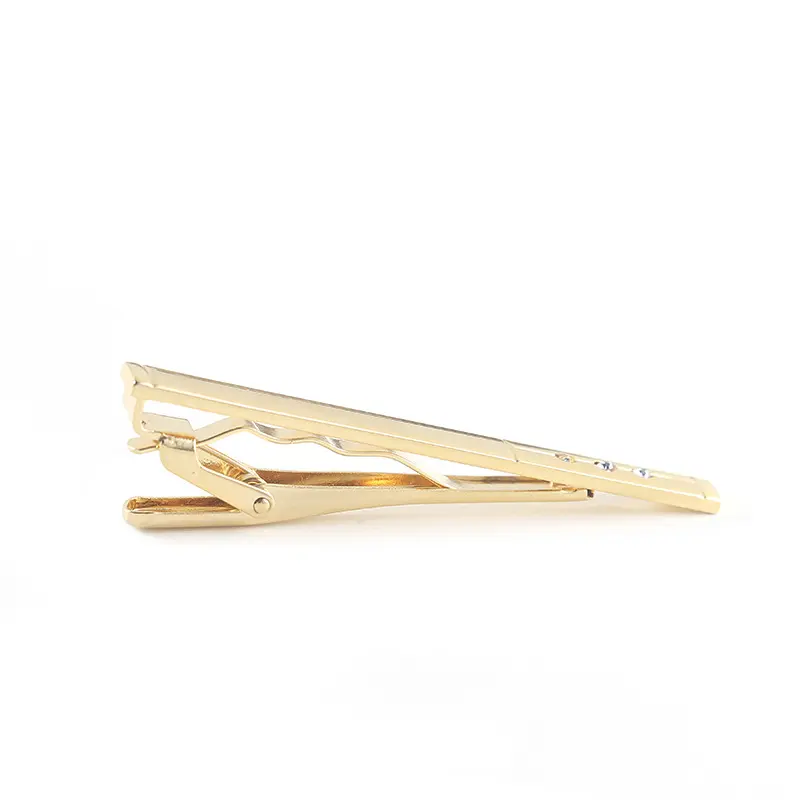 OEM Men Gifts Metal Bar Crystal Formal Dress Shirt Wedding Ceremony Gold Tie Clips TS0029 Manufacturers, Factory