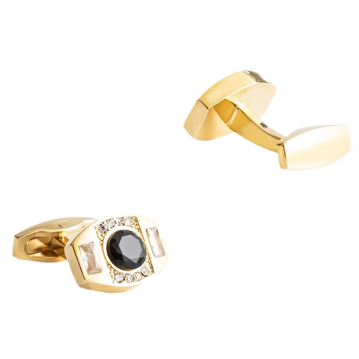 OEM High Quality18K Golden Plated  Vintage Men's Black Onyx Gemstone Cuff Link CS0105 Exporter, Company