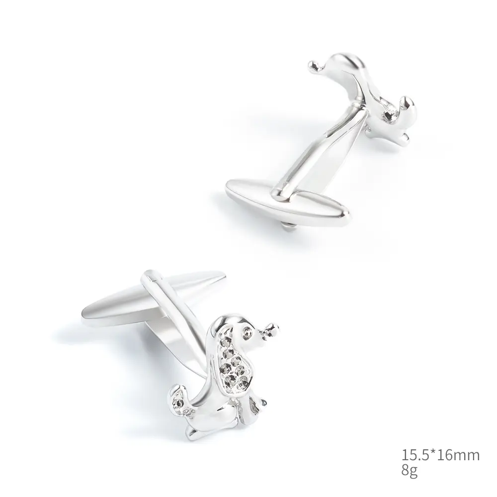 Wholesale Cute Funny Cheap Custom Design Brass Material Diamond Dog Animal Cufflinks CL0268