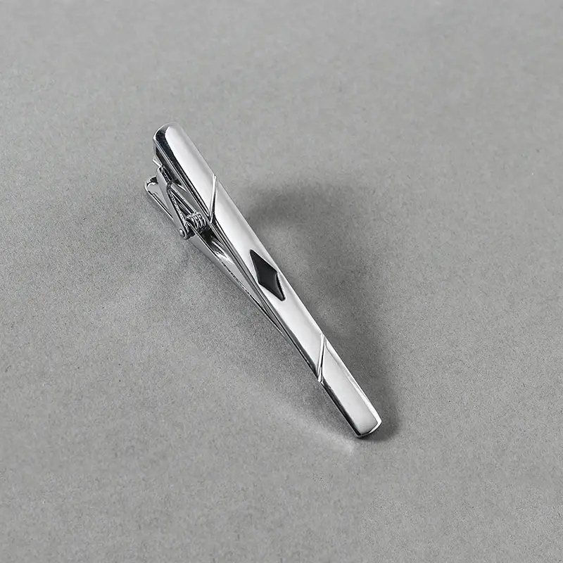 OEM Fashion China Factory Low Price Business Black Enamel Silver Te Clip For Men TC0074 Factories, Company