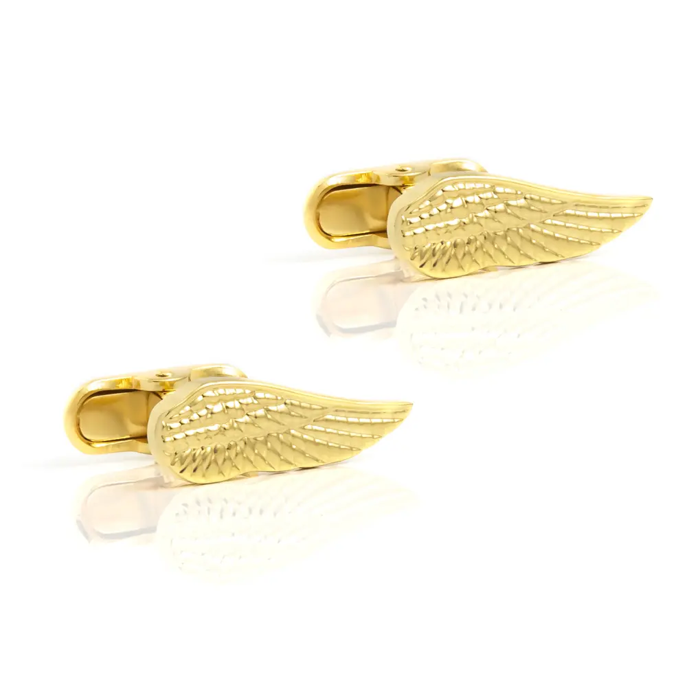 Custom Luxury Fashion Gold Plated Angel Wings Men Cufflinks Gift For Suit Shirt Party CL0201-G Factory, Company