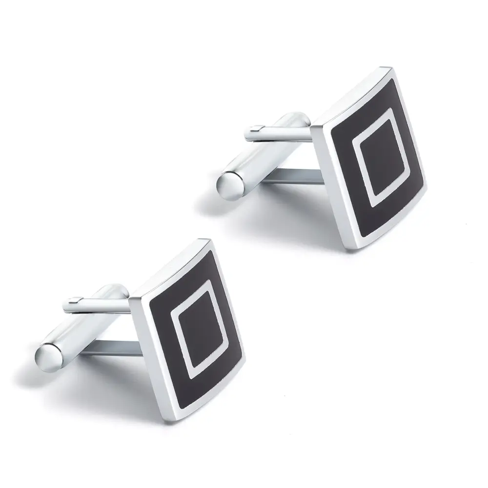 Wholesale Low Price Square Silver Enamel Metal Cufflinks Men Shirt Button Accessories CC-Q105