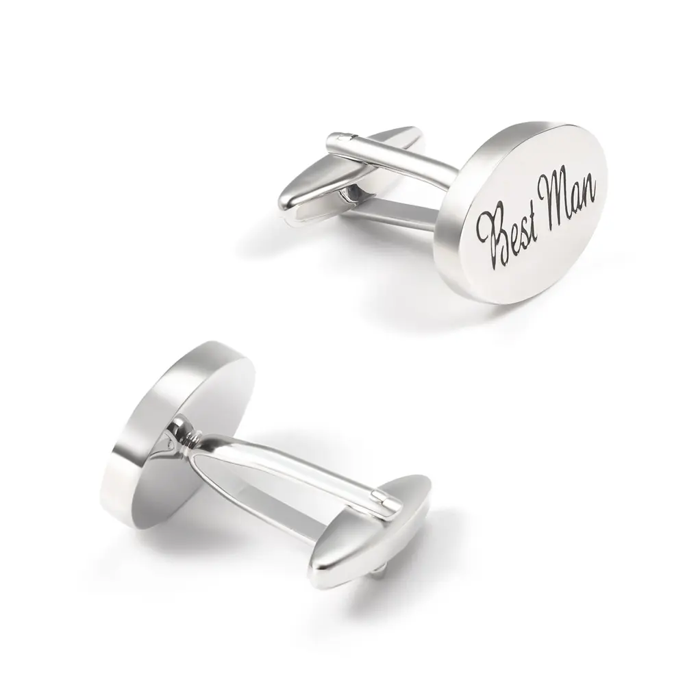 Wholesale Silver Oval Best Man Letter Wedding French Brass Cufflinks  Best Selling for Men Gifts CC0283