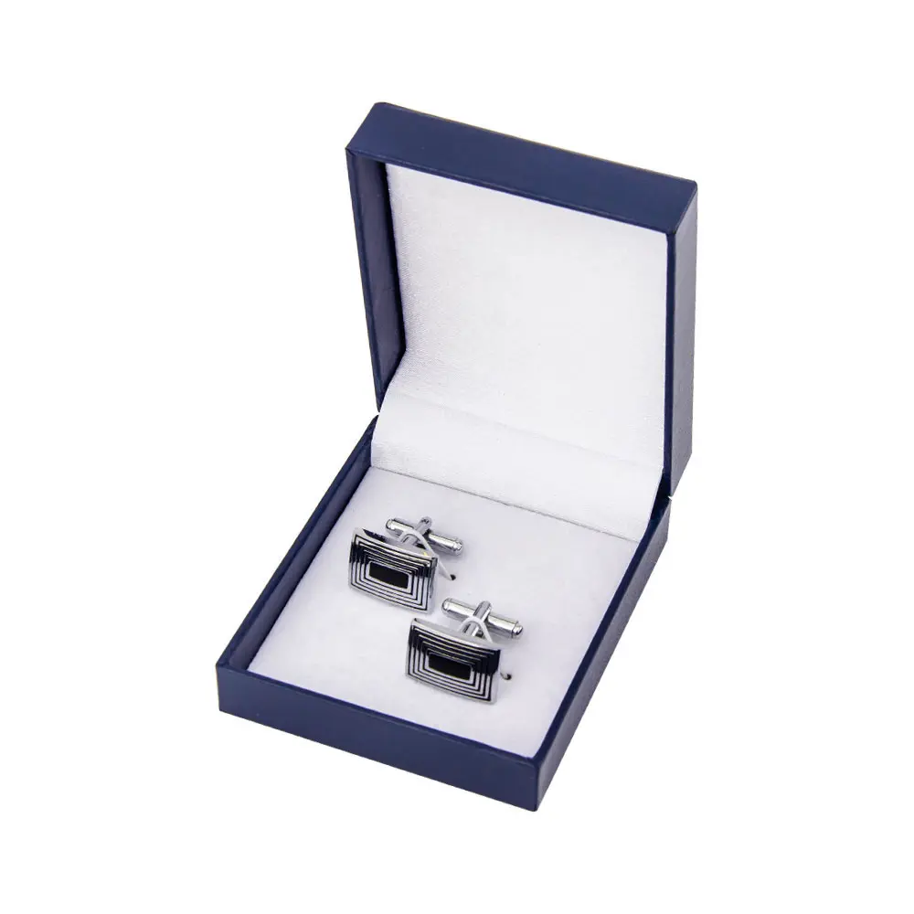 ODM Low Price Cufflinks Metal Abstract Enamel Stripe Silver Plated Cufflinks for Men Suit Jewelry CC-Q062 Manufacturers, Factories