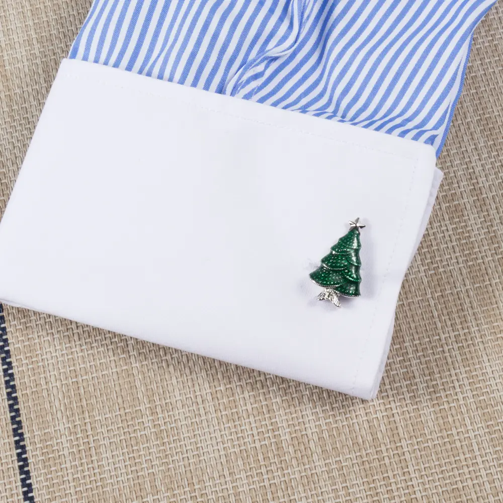 Custom Christmas Tree Cufflinks High Quality Fashion Delicate Design Shirt Cuff Links for Men CC0195 Manufacturers, Exporters