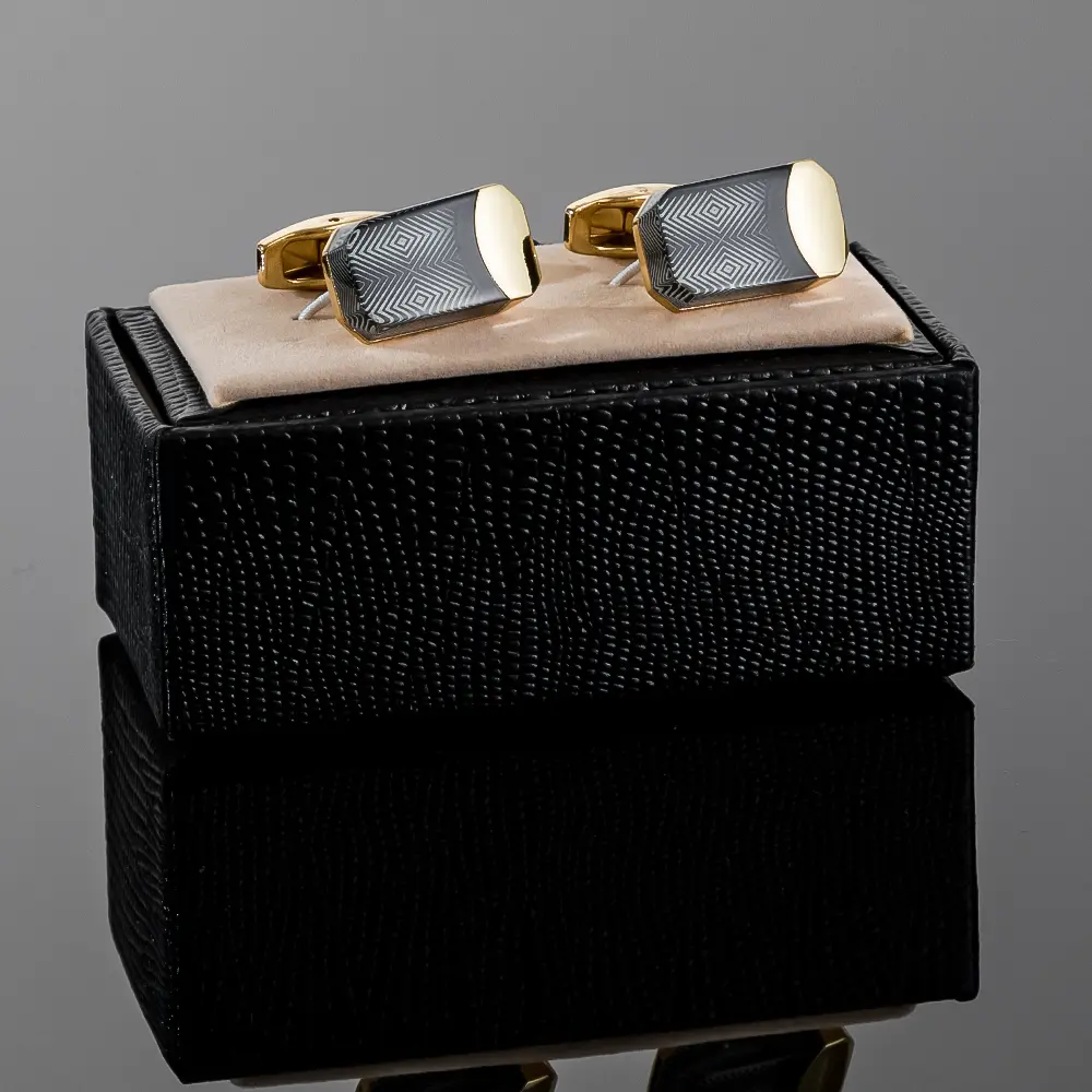 Custom Vintage Geometric Speaker Shape Fashion Golden Black Men Cufflinks Supplier, Suppliers