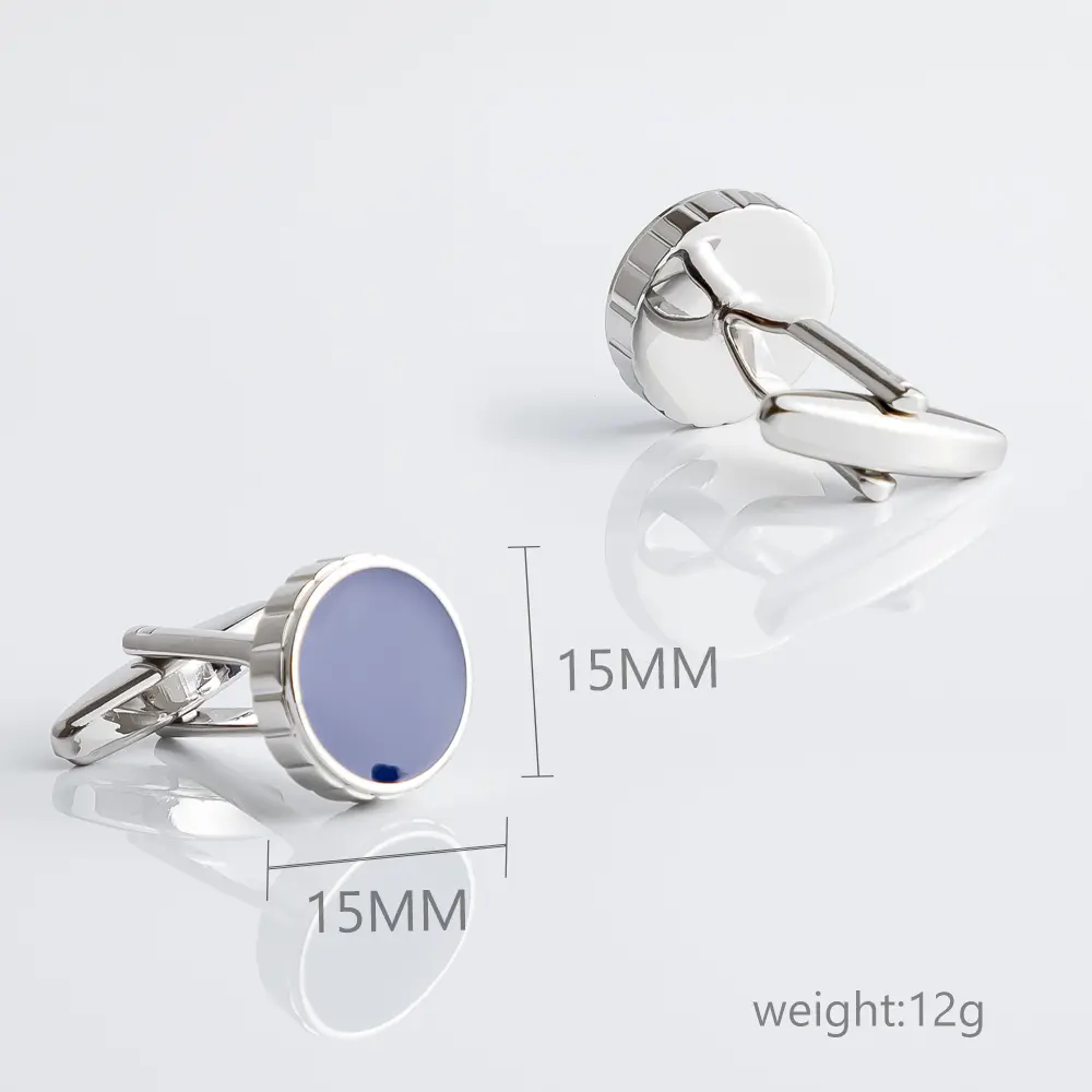 OEM Factory Wholesale JINJIE  Blue Enamel Round Men's Cufflinks Suit Accessories CC8616 Manufacturer, Factories