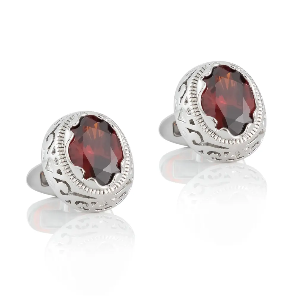 Custom JINJIE Hot-selling Wedding Luxury Round Rhinestone Diamond Red Crystal Cufflinks For Shirts Men CSW004-R Manufacturers, Suppliers
