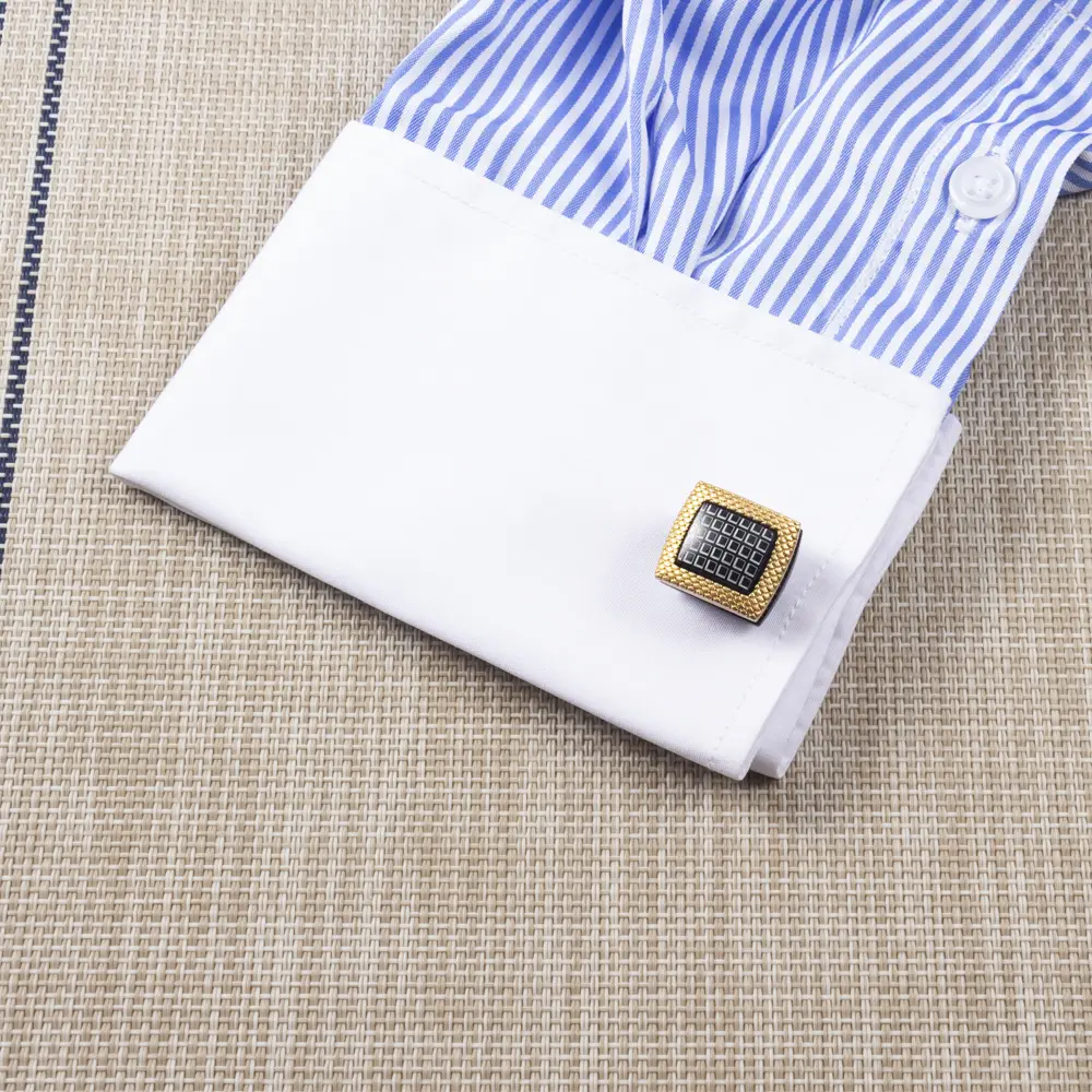 Custom Vintage Cube Design with Golden Ripple Pattern Men Cufflinks Factories, Companies