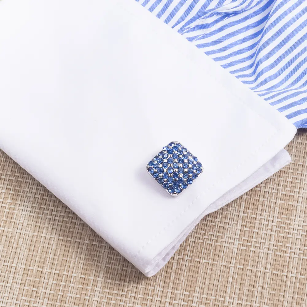 Wholesale Elegant Blue Crystal Rhinestone Men's Wedding Jewels Diamond Cufflinks For Men Shirt CS0015 Exporter, Exporters