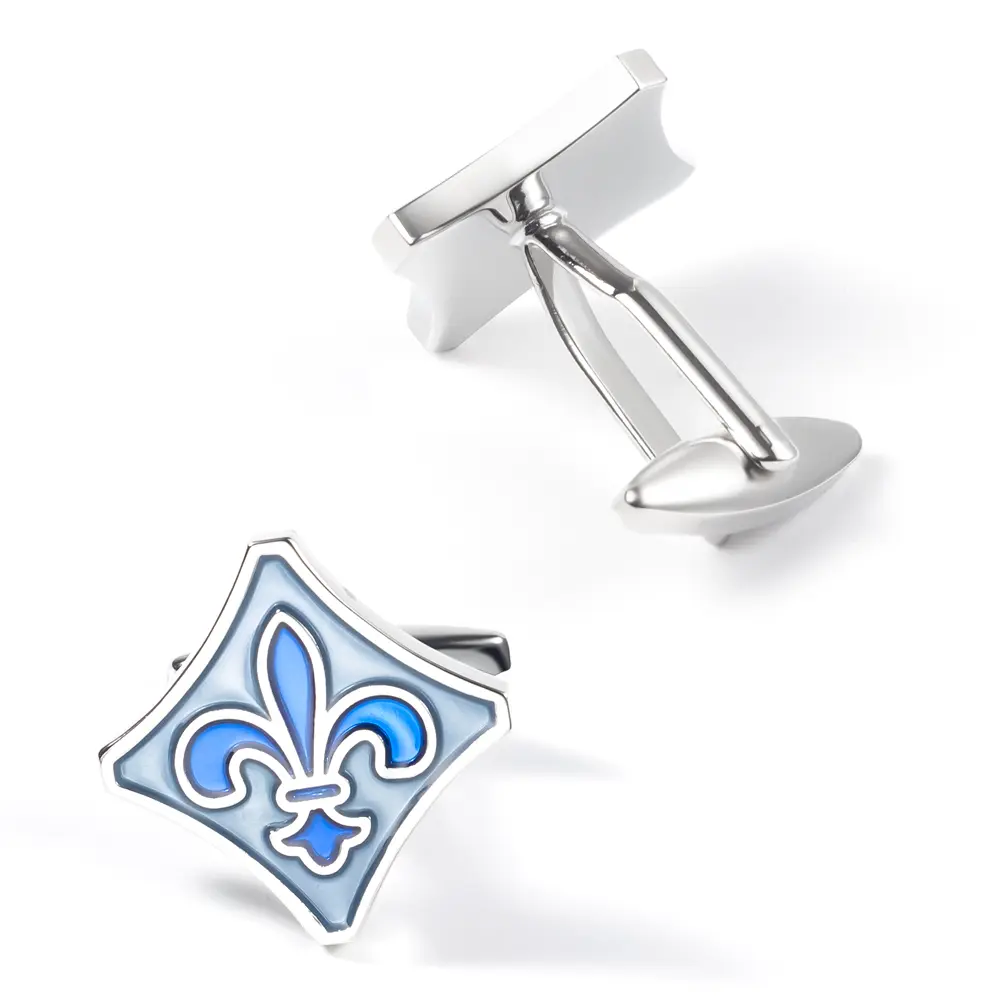 Wholesale Factory Hot Selling French Copper Material Blue fleur-de-lis Enamel Cuff Button for Amazon Retailers CC0022 Factory, Exporter