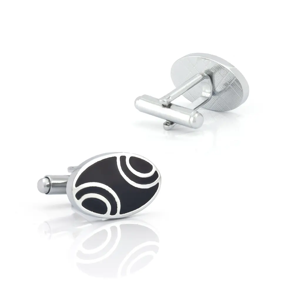 Wholesale Cuff Links Brass Enamel Simple Design Oval Cufflink Set Cheapest CC-Q173