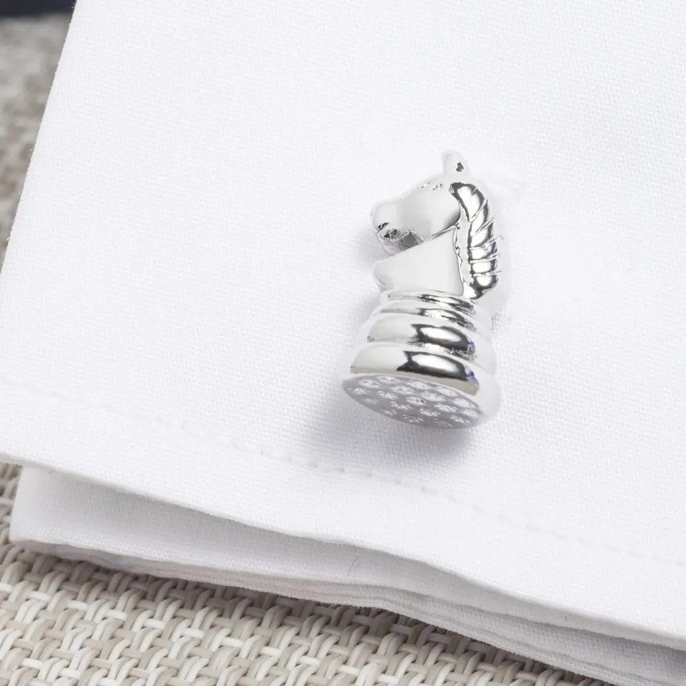 Wholesale JINJIE Fashion Novelty Copper Silver Color Plated  Knight Chess Cufflinks Men Business Gifts CL0018 Factory, Factories
