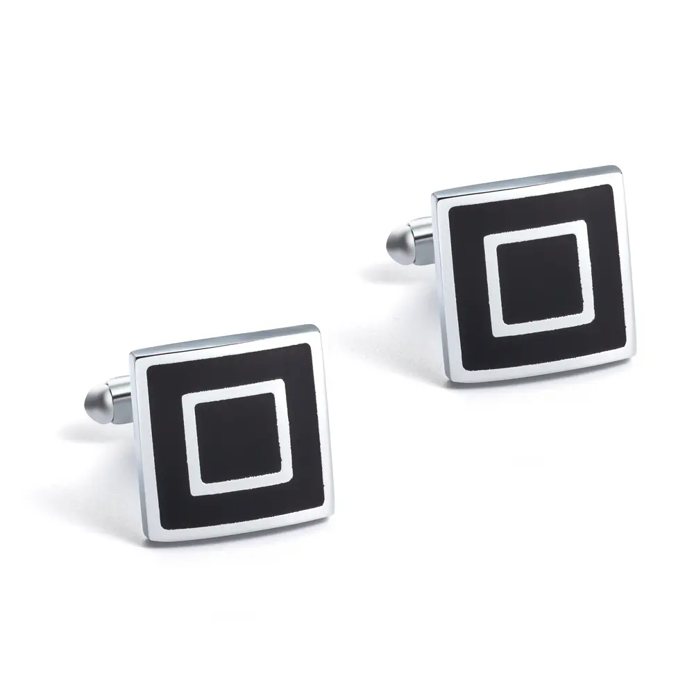 Wholesale Low Price Square Silver Enamel Metal Cufflinks Men Shirt Button Accessories CC-Q105