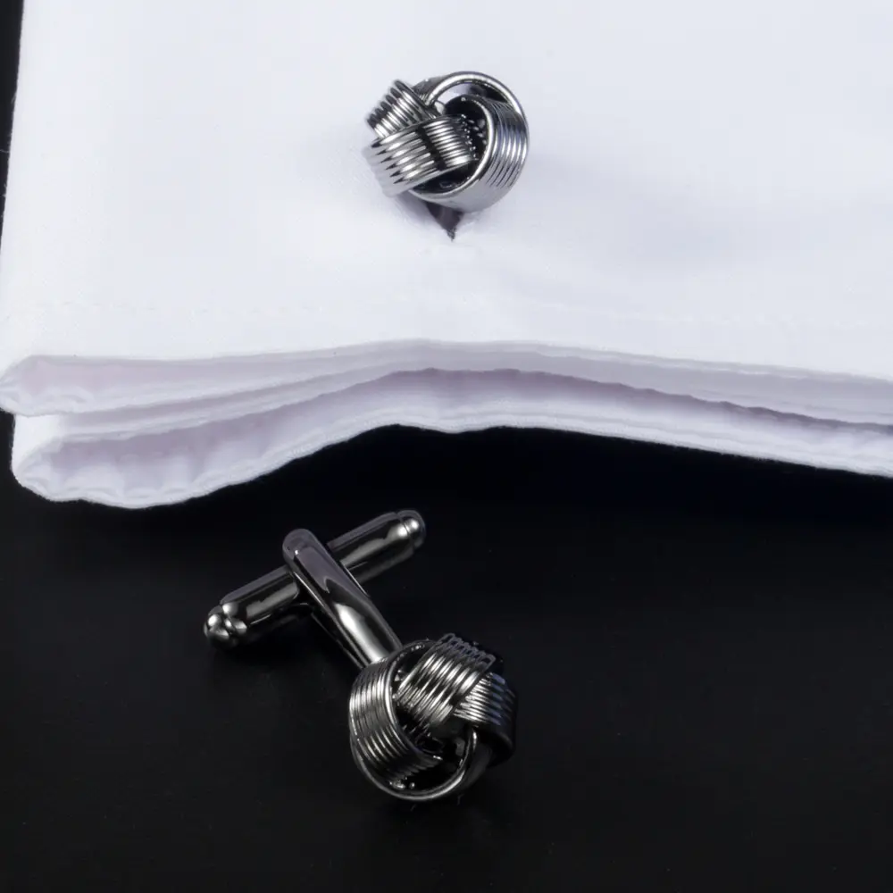 Wholesale Low MOQ Modern Gunmetal Color Metal Knot Cufflinks Men Gifts