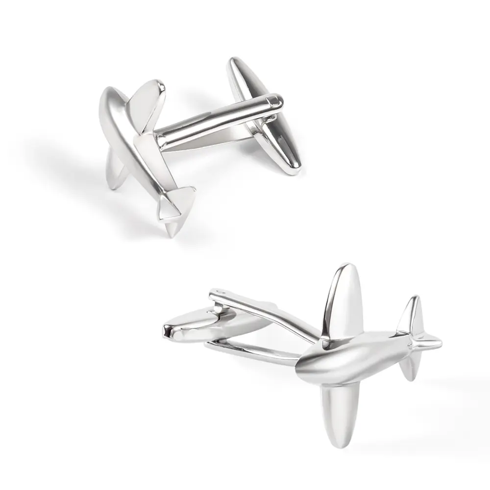 Wholesale Classics Silver Plated Copper Material Airplane Aviation Cufflinks For Men CL0218 Manufacturers, Supplier
