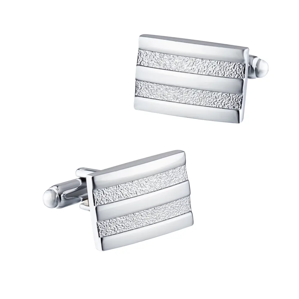 Wholesale Rectangle Silver Craved Strips Cufflinks Custom Men's Suit Shirt Fashion Accessory CL-C356