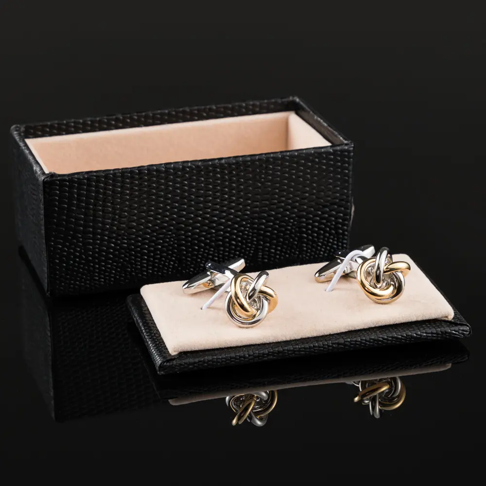 ODM Fashion Knot Design Cufflink Silver & Golden Color Metal France Classical Mens Cufflinks Wholesale Manufacturers, Company