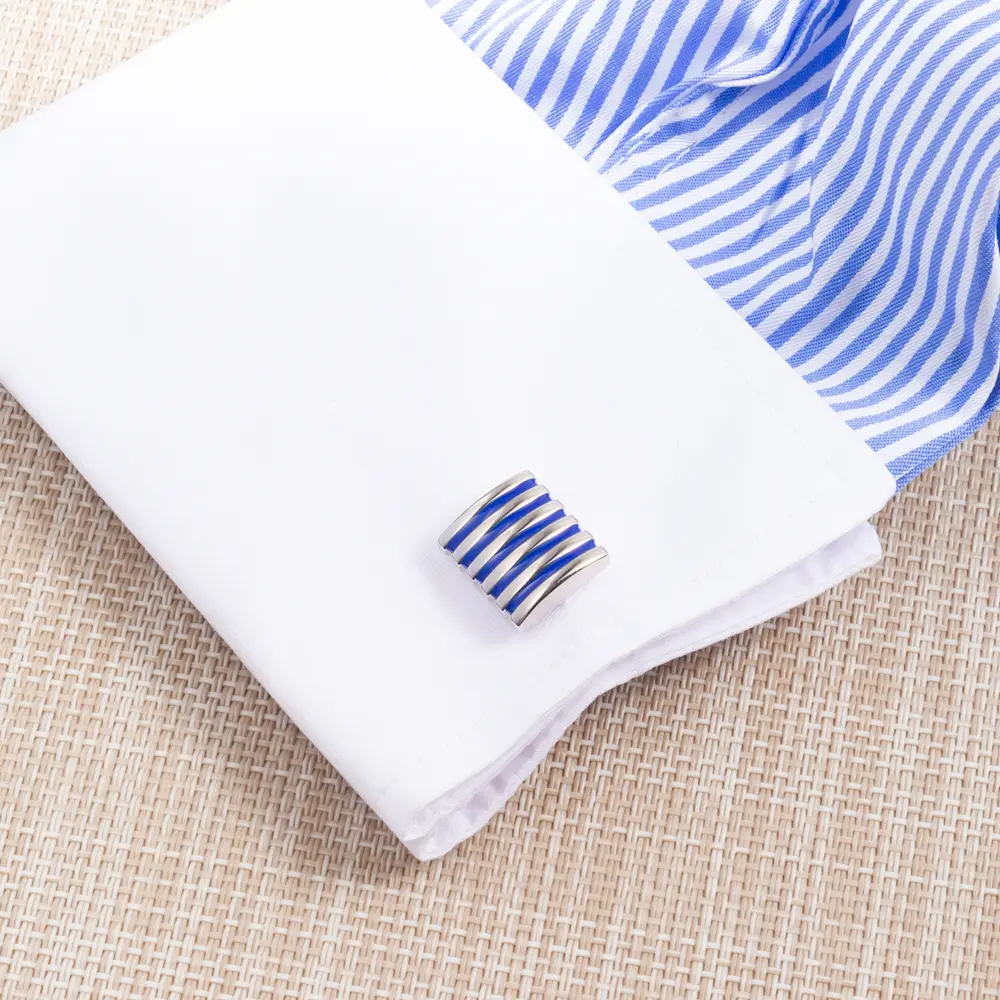 Wholesale Blue Strip Enamel Cufflinks Custom Men's Suit Shirt Fashion Accessory CC0314