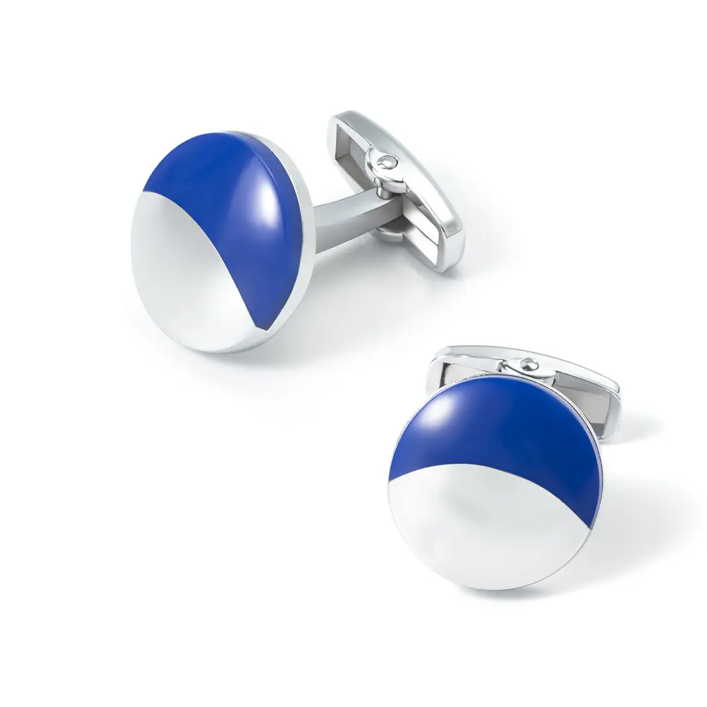 Custom Hot Selling Round Simple Blue Enamel Moon Like Shape Metal Cufflinks Low Price CCW0087 Manufacturers, Factory