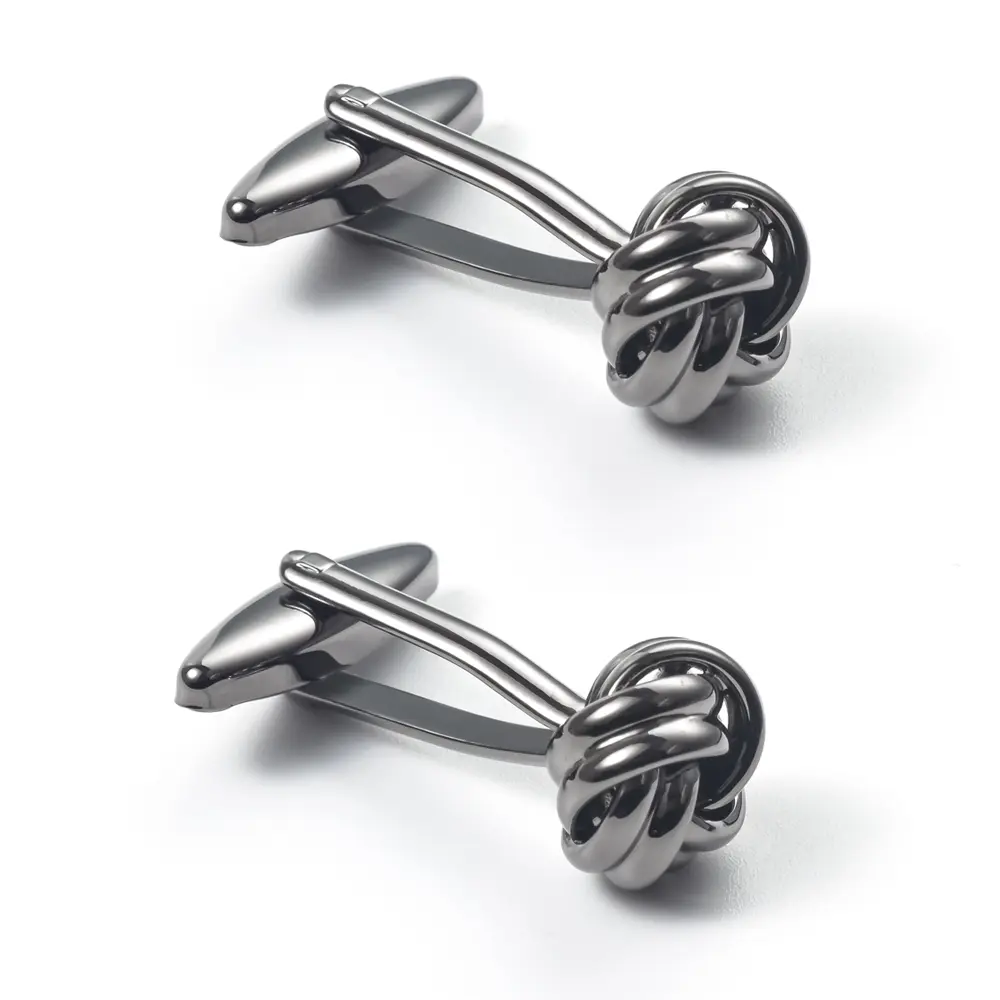 Wholesale Gunmetal Knot Cuff Links Fashionable Custom Mens Suit Accessories Manufacturer, Manufacturers