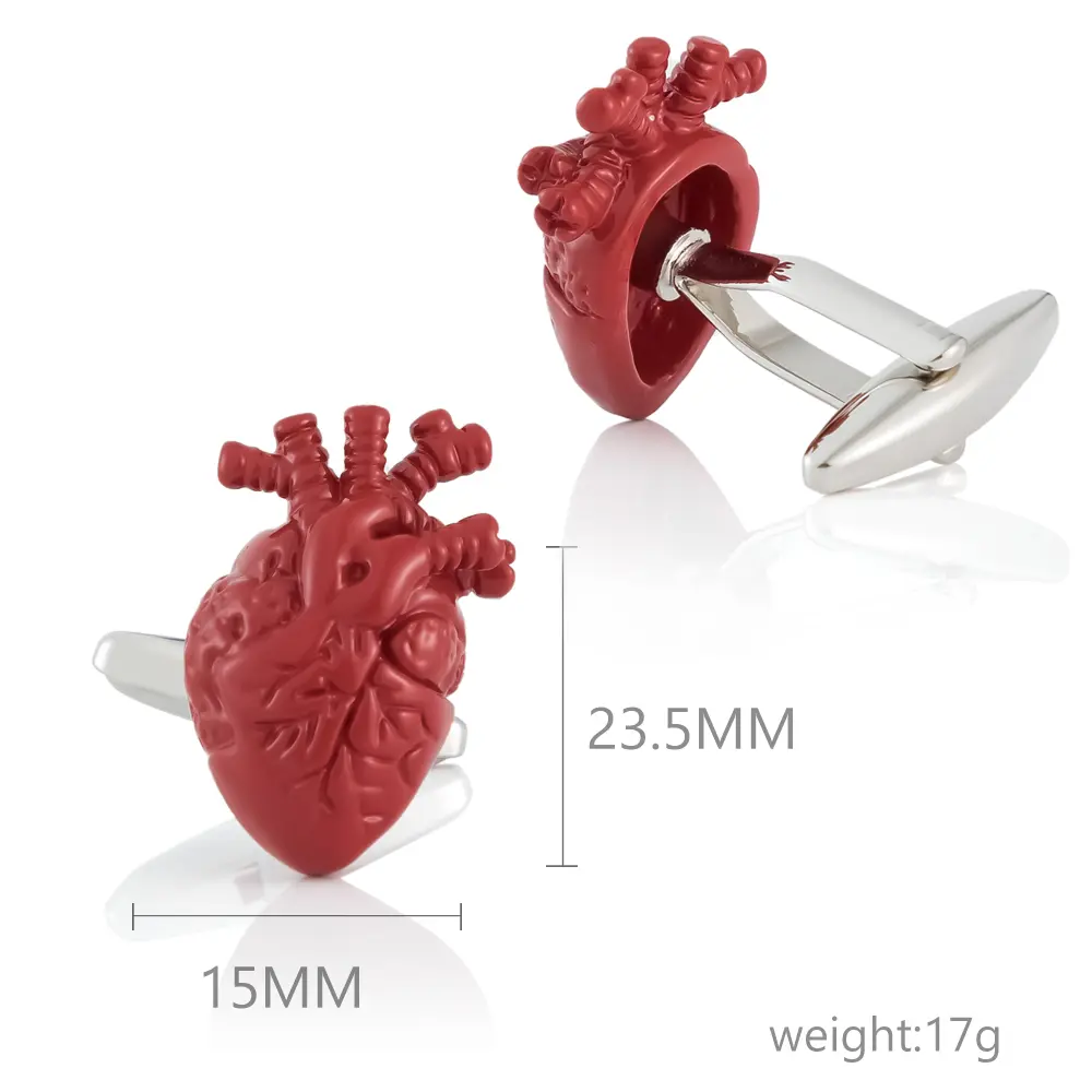 OEM Personality Vibrant Red Heart Design Shape Cufflinks Popular Doctor Gifts CC0023 Factory, Companies