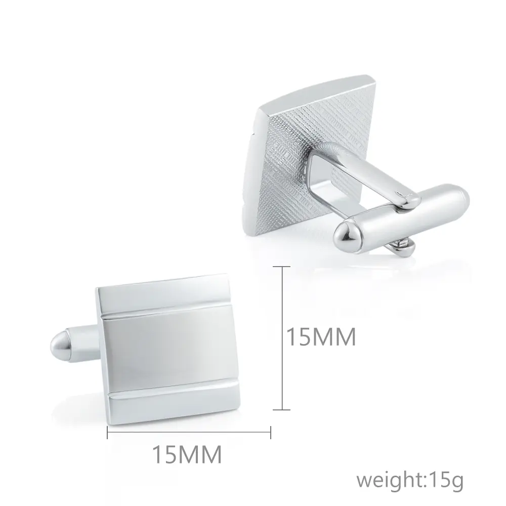 Custom New Arrival Shirt Fashion Simple Design Cheap Square Silver Metal Copper Cufflinks CL-C035 Suppliers, Factory