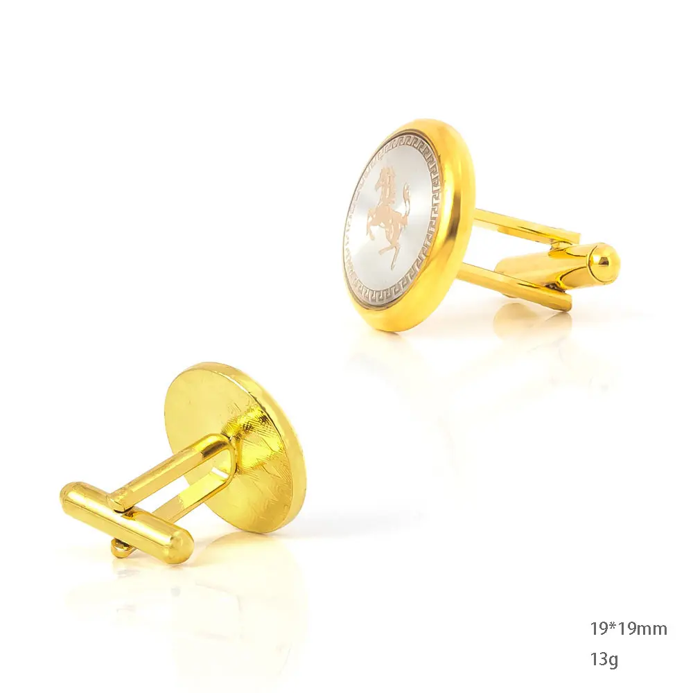 Wholesale Melbourne Cup Racing Horse Gold Logo Pattern Cufflinks for Men Gifts Manufacturers, Factory