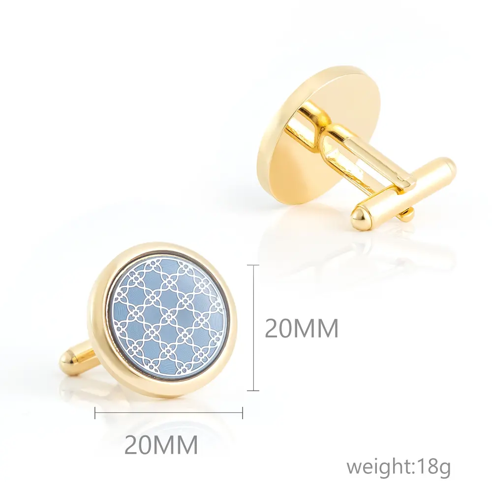 Wholesale Low Price Gold Plated Round Lace Pattern Wedding Gift for Men Cufflink Factory Wholesale Supplier, Factories