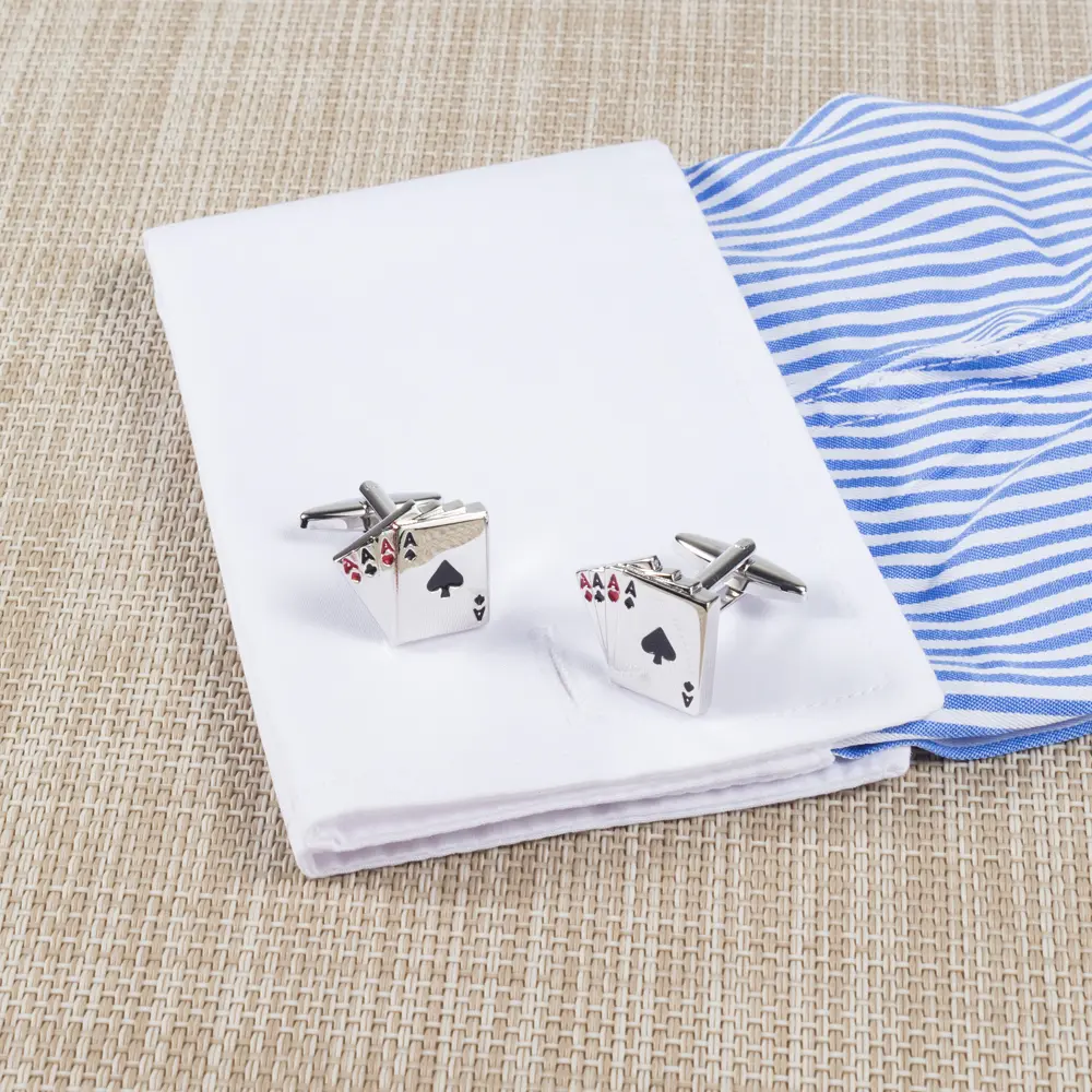 Custom Factory OEM Low Price French Shirt Accessories 4 Aces Novelty Card Game Cufflinks Best Gifts for Mens CC0010 Suppliers, Factories