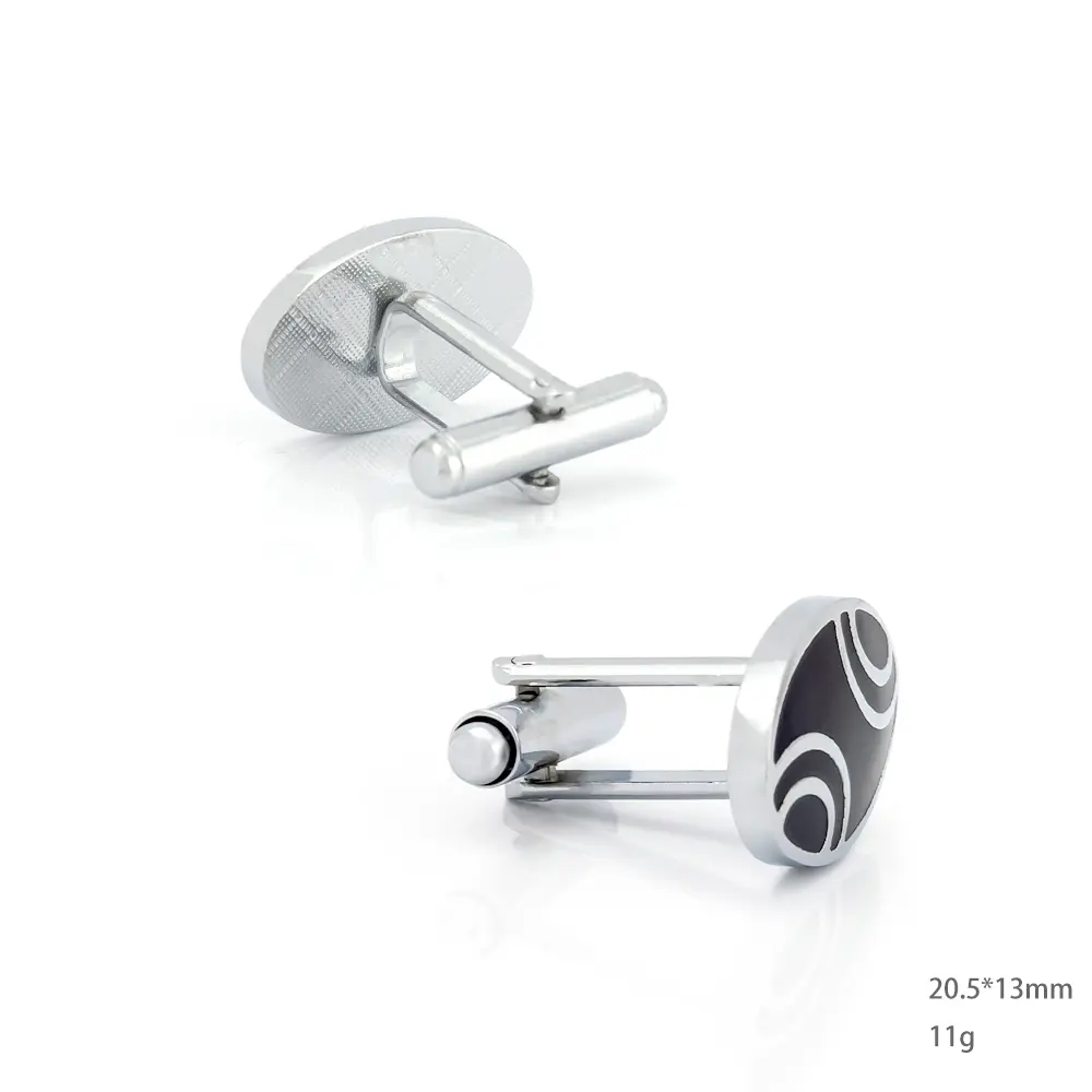 Wholesale Cuff Links Brass Enamel Simple Design Oval Cufflink Set Cheapest CC-Q173