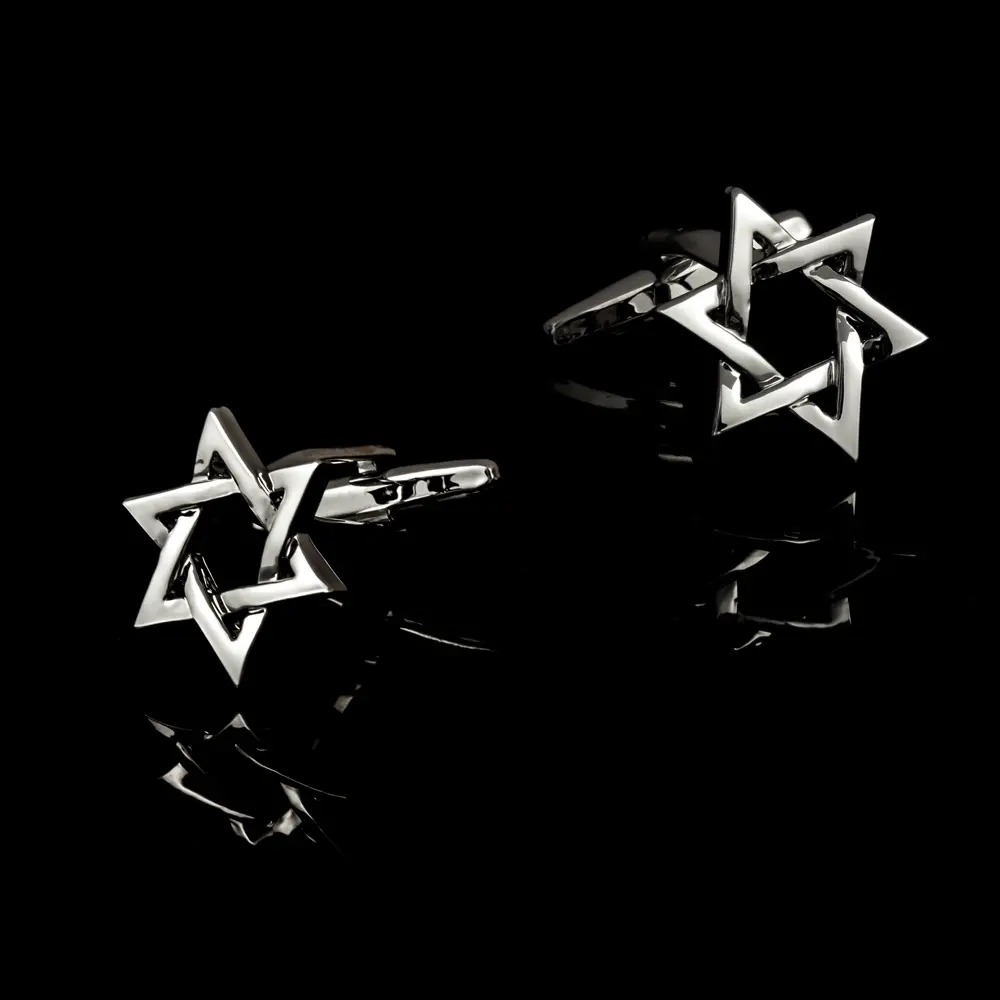 Wholesale Wholesales Amazons Etsy Hot Selling Custom Silver Metal Star of David Cufflinks CL0199 Manufacturer, Exporter