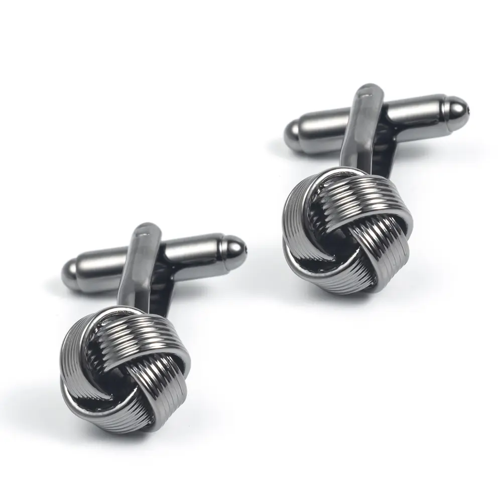 Wholesale Low MOQ Modern Gunmetal Color Metal Knot Cufflinks Men Gifts