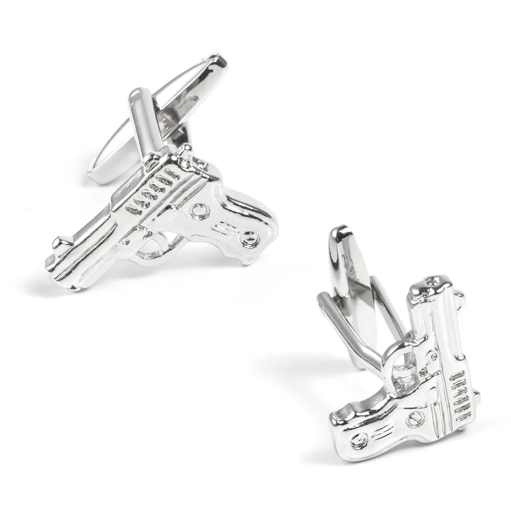 Wholesale Funny High Quality Silver Novelty Pistol/ Hand Gun Shape Design Cufflinks for Men Shirt CL0039-S Supplier, Suppliers