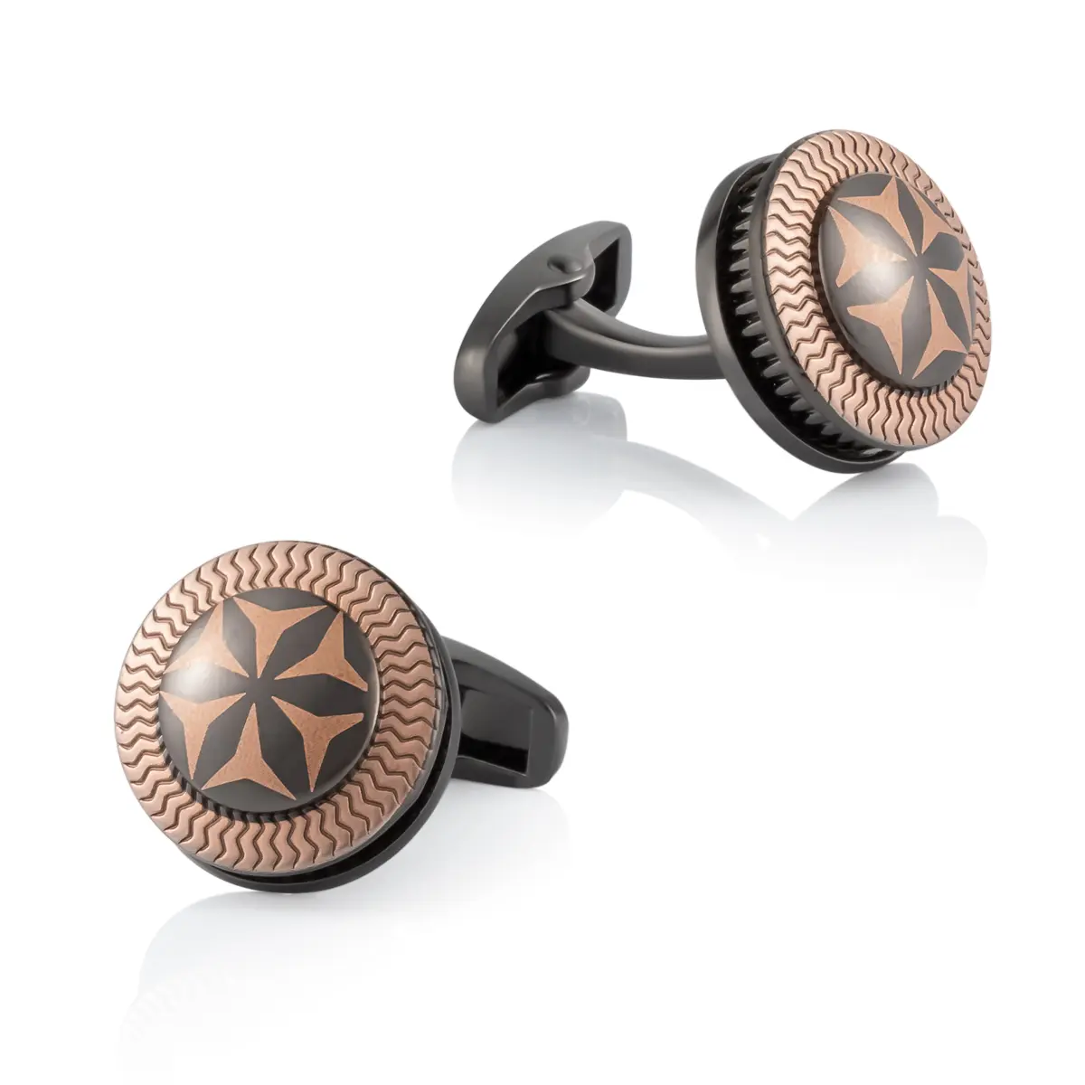 ODM Arabic Classic Wavy Pattern Rose Golden & Black Men Metal Cufflinks Cheap Suppliers, Company