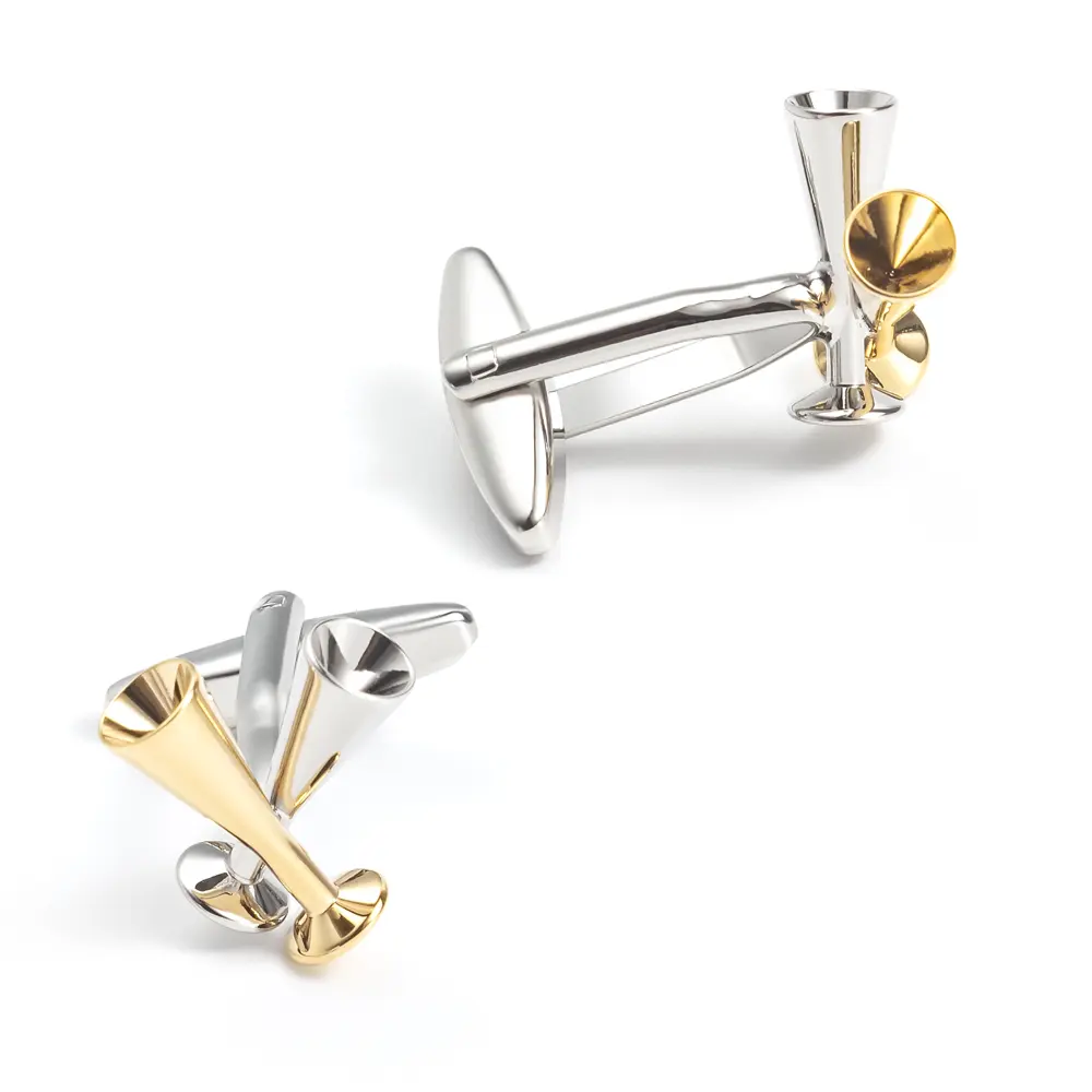 Custom Men Luxury Gold & Silver Novelty Champagne Cups Design Cufflinks Formal Suit Shirt Accessory CL0084 Suppliers, Exporter