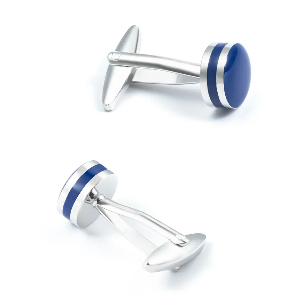 Wholesale High Quality Fashion Copper Material Custom Round Blue Stone Cuff links for Men Shirt CC0307 Manufacturer, Exporters