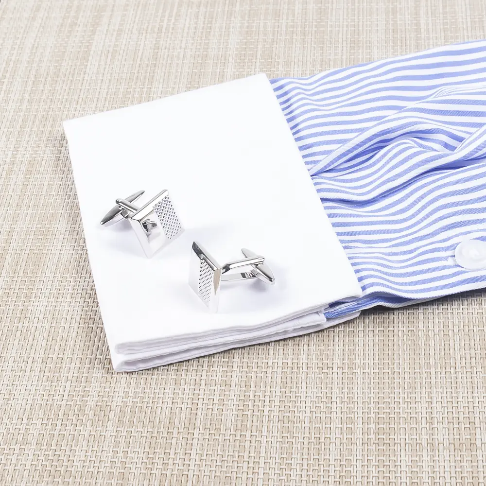 Wholesale Silver Engraved Texture Simple Cuff Links Custom Mens Business Fashion Accessory Gift CL0149-S