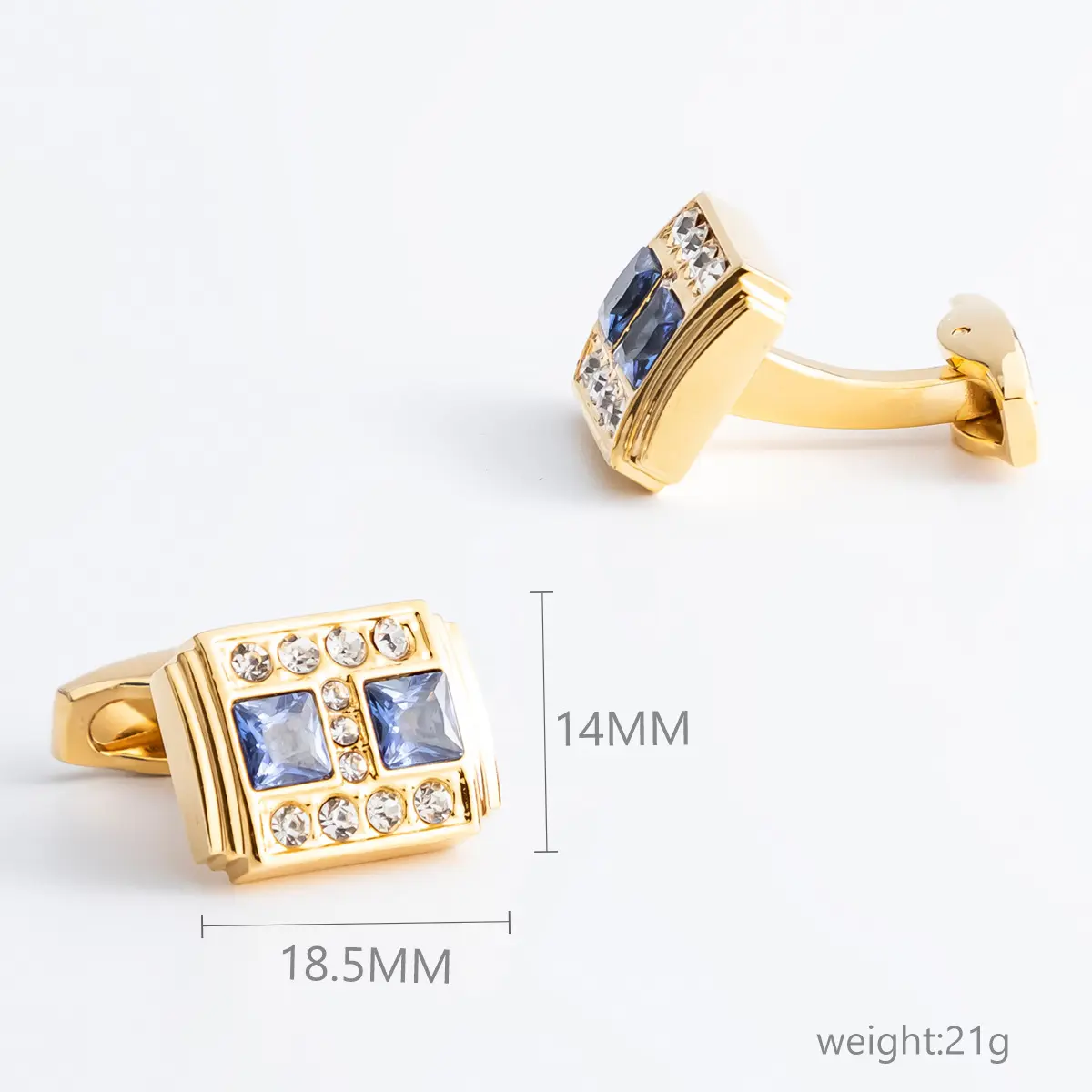 OEM JINJIE Ready To Ship Gold Plated Dark Blue Zirconia French Cufflinks For Men Suit Accessories CS0100 Manufacturers, Suppliers