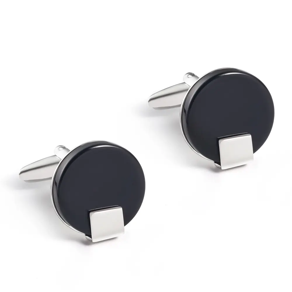 Wholesale Exclusive Round Black Onyx Cuff links  Classic Business Cufflinks for Men Shirt Manufacturer, Supplier