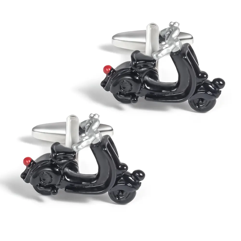 OEM Manufacturer Wholesale Custom High Quality Black 3D Scooter Metal Silver Cufflinks CC0079 Manufacturer, Suppliers