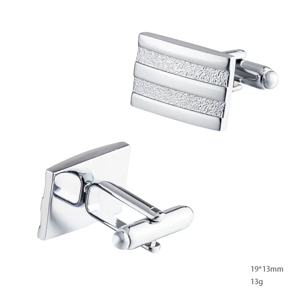 Wholesale Rectangle Silver Craved Strips Cufflinks Custom Men's Suit Shirt Fashion Accessory CL-C356
